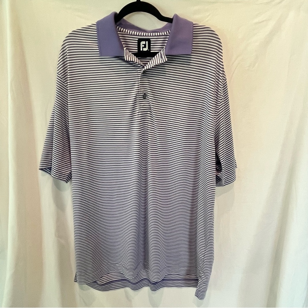 FootJoy Men's Purple and White Golf Polo Shirt Performance Size: XL